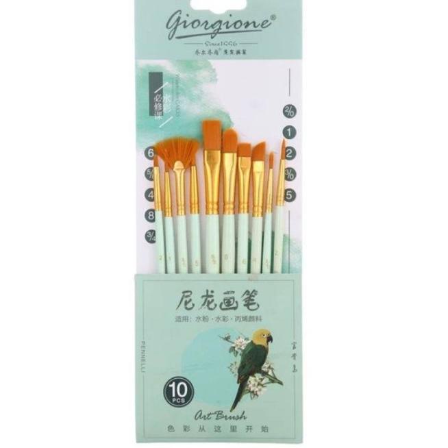 

Giorgione Brush Set G-188 | Kuas Lukis Set 10 Bird Series - Pink