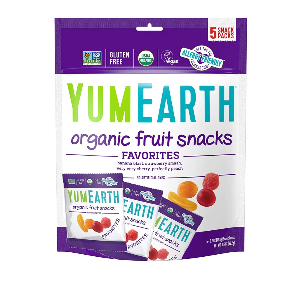 YumEarth Gummy Organic Fruit Snacks 0.7 oz 10 SNAKC PACK / Yum Earth Gummies Gummy Snack Kids Anak