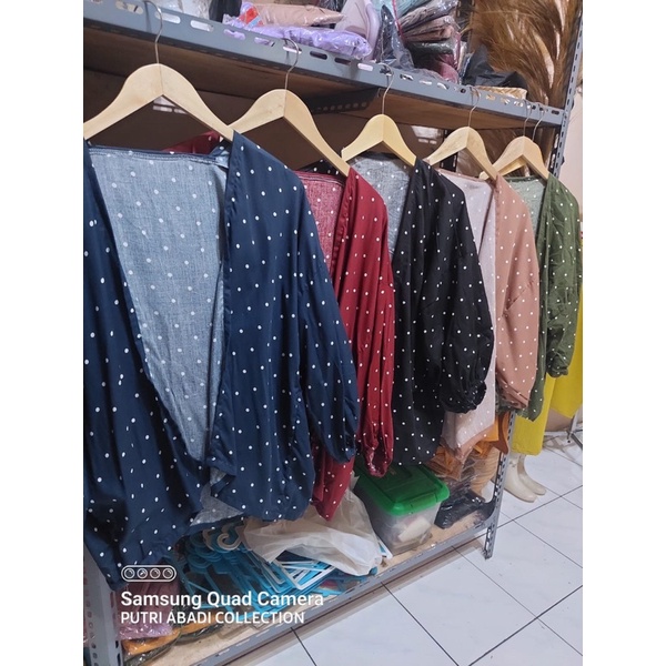 Outer Kiyowo Rayon Polka Outer Jumbo Bahan Rayon Fashion Wanita