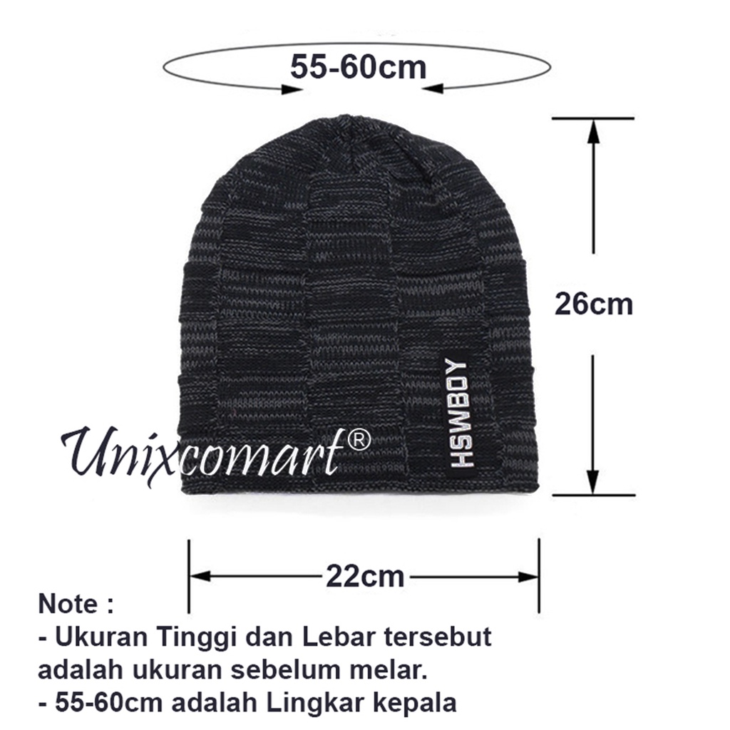 Kupluk HSWBOY Topi Beanie Dewasa Knitted Hat Bahan Rajut Tebal Bulu