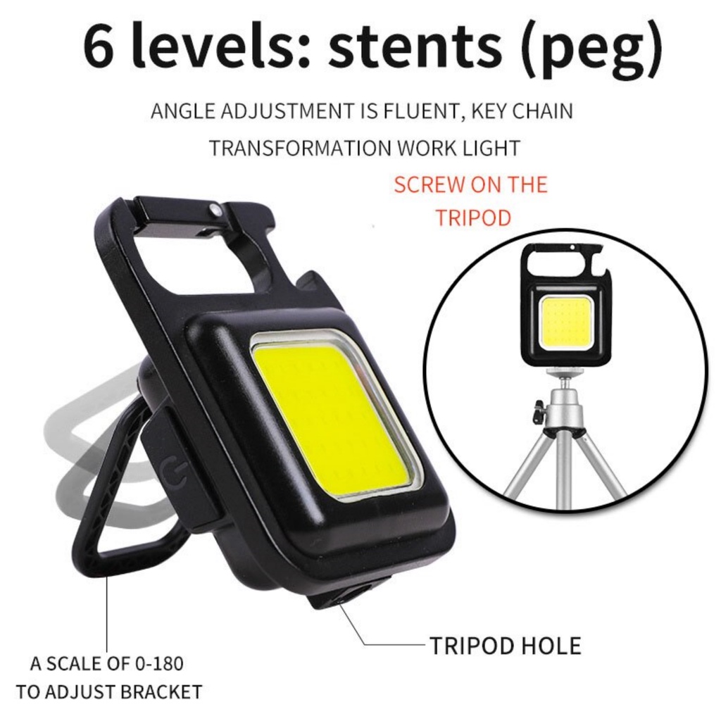 ELITE MINI COB Keychain Lampu Senter Mini Super Terang Flashlight LED Portable Cas USB Charger Lampi LED Emergency