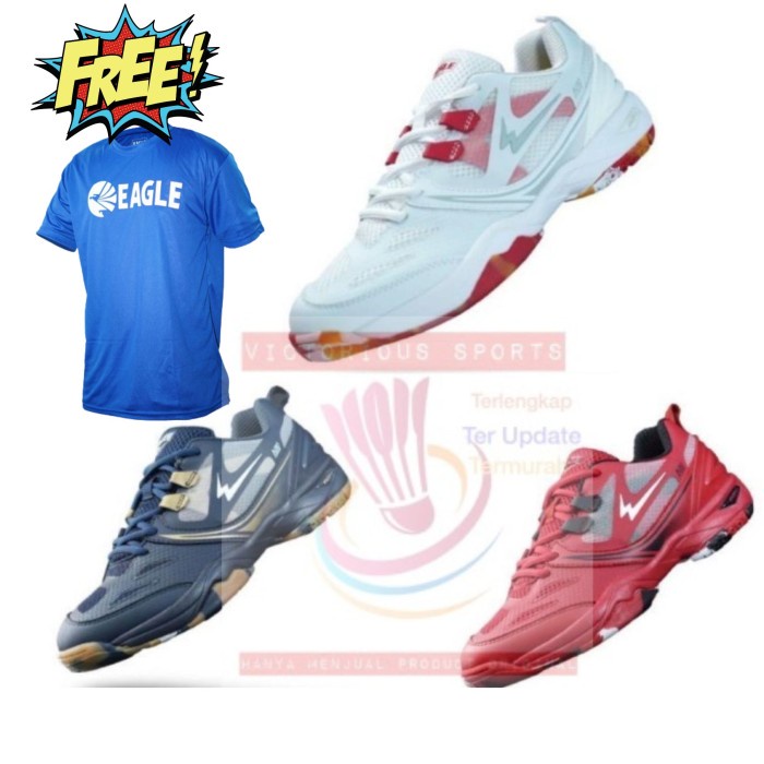 SEPATU BADMINTON EAGLE JET PRO ORIGINAL - Putih, 39