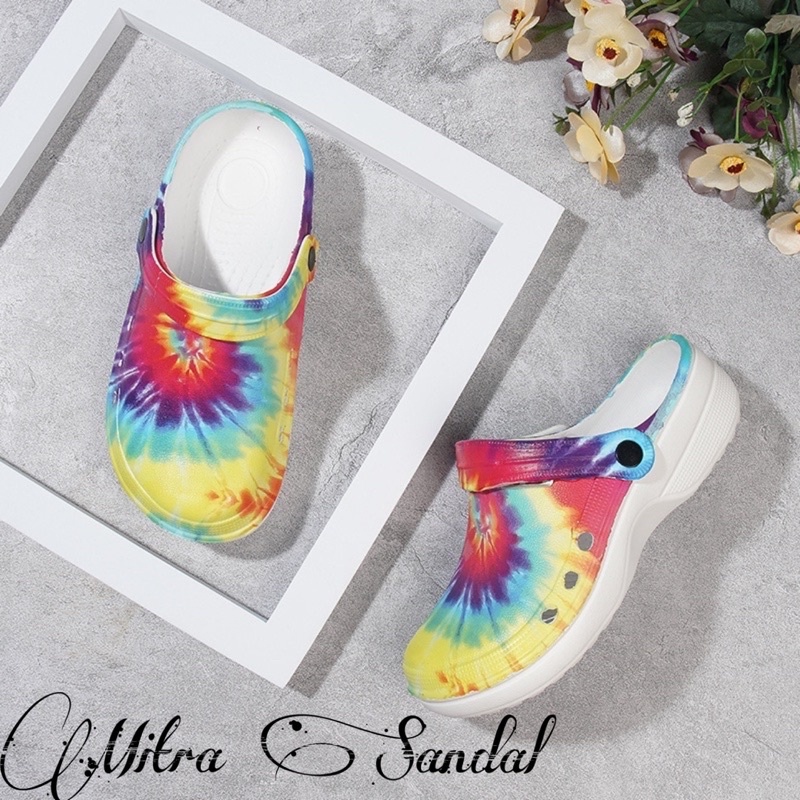 SALE !! HEMA Sandal Wanita Motif COLLORFULL/Sandal Crocs/Sandal Baim/Sandal Kodok Size 36-40