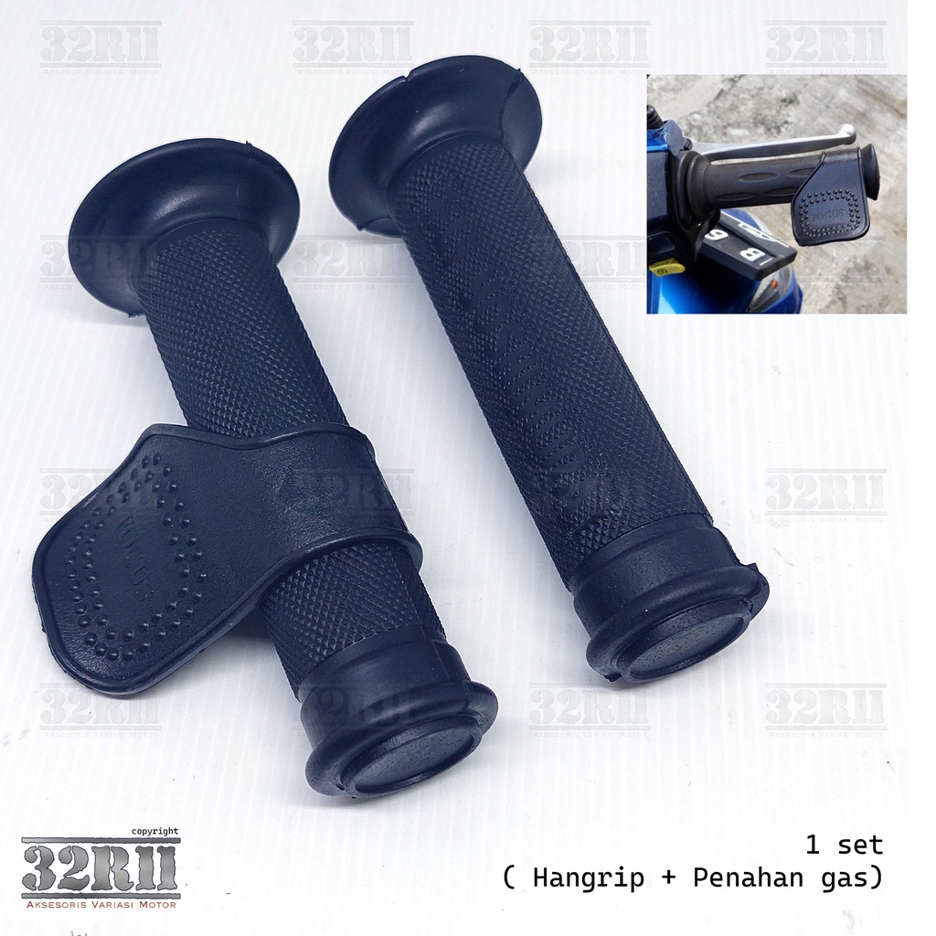 1set grip handgrip hitam polos empuk plus penahan gas motor arm rest motor