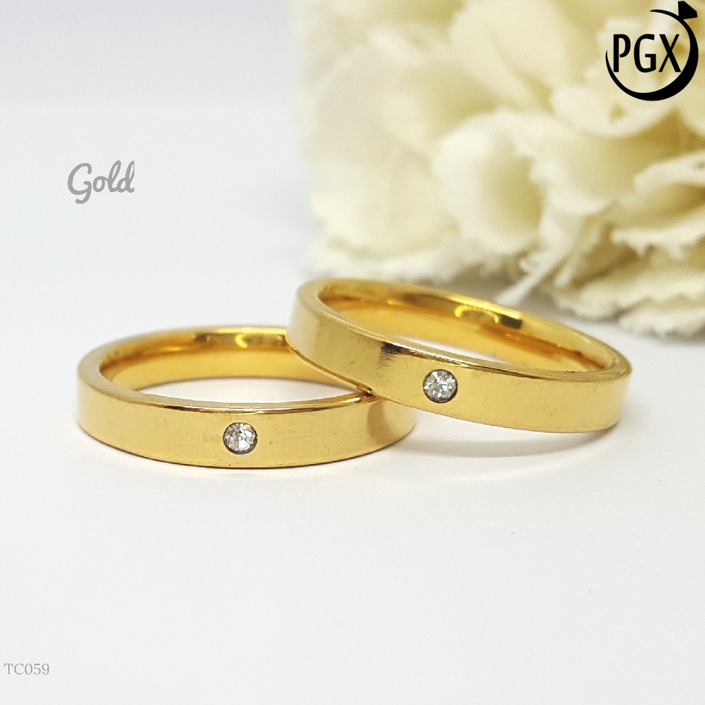 PGX Cincin Titanium Couple Silver Tunangan Aksesoris Fashion Perhiasan Anti Karat - TC059