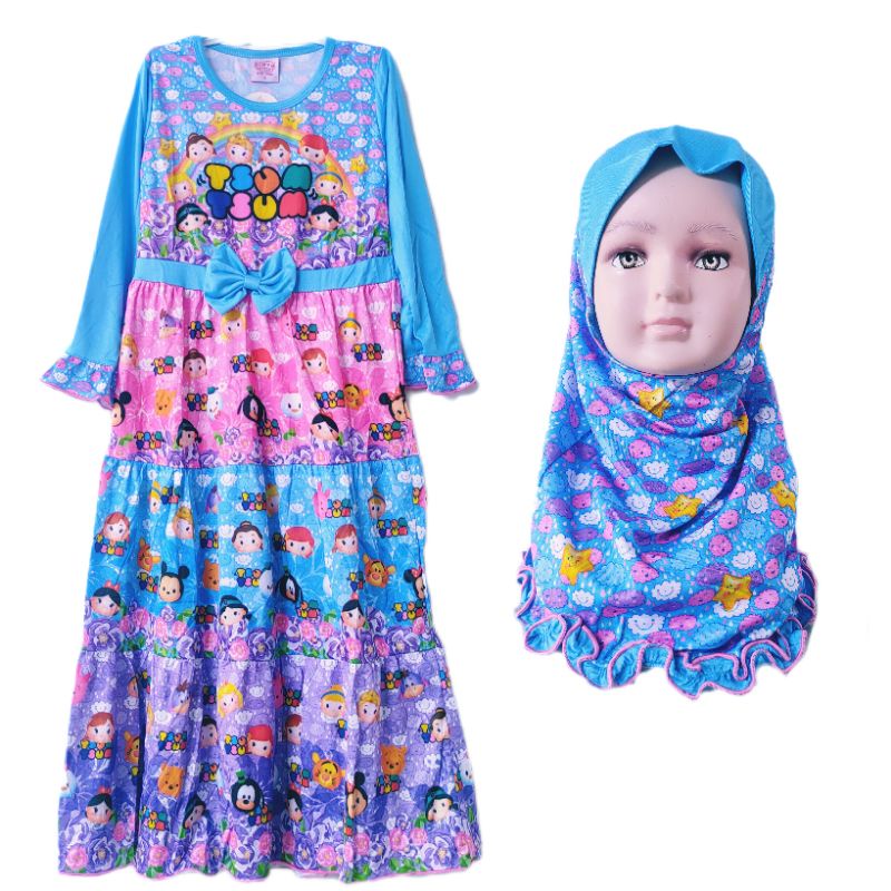 Gamis Anak 4 5 6 7 8 9 10 Tahun Anak Cewek Perempuan princess Gamis Karakter kudaponi barbie princes viral terbaru kekinian Fatonahshop