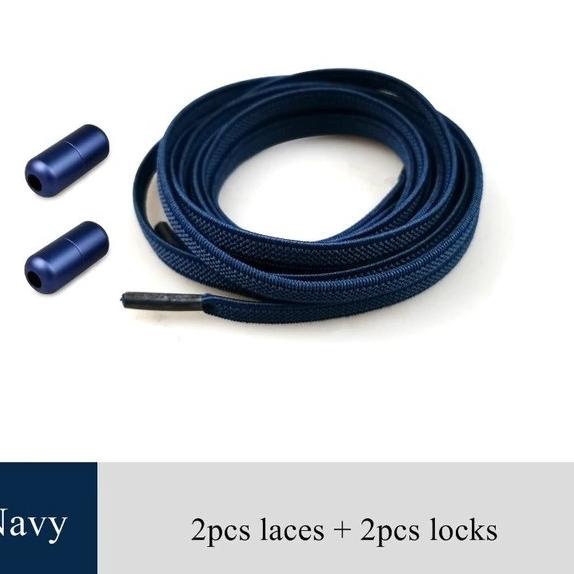 Tali Sepatu Elastis Elastic Shoe Lace Lock Ulir - navy