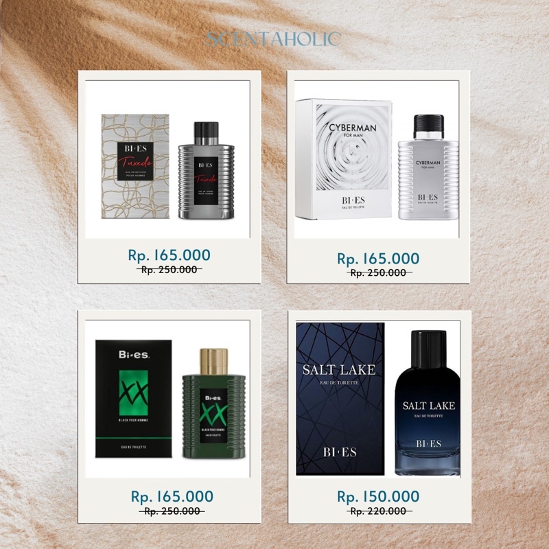 [ORI] BIES EDT 100ml Man’s Collection Parfum Pria Tuxedo Cyberman Spoiled Salt Lake