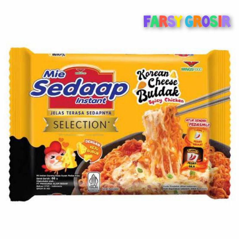 

NOODLES/MIE INSTANT MIE SEDAP GORENG SELECTION RASA KOREAN CHEESE BULDAK SATUAN