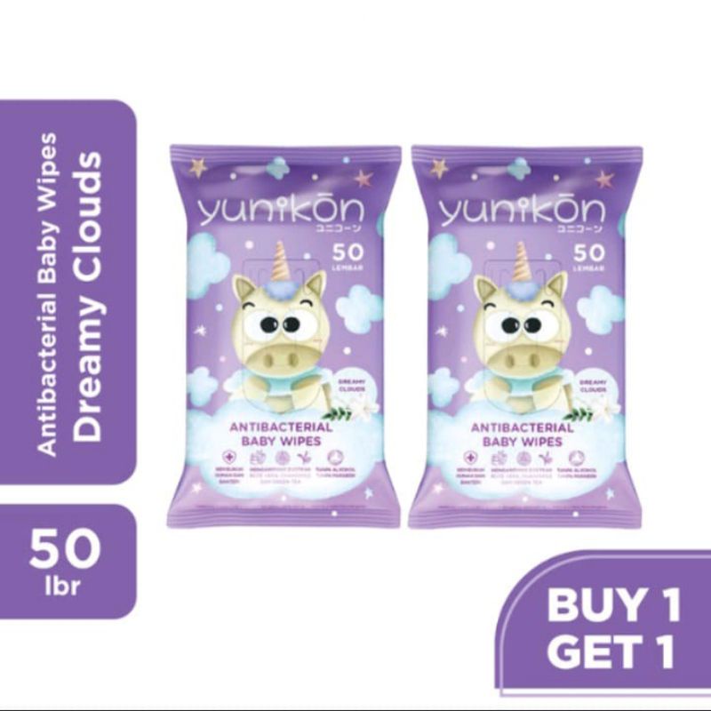 YUNIKON Antibacterial Baby Wipes 50s BUY 1 GET 1 - DREAMY CLOUDS