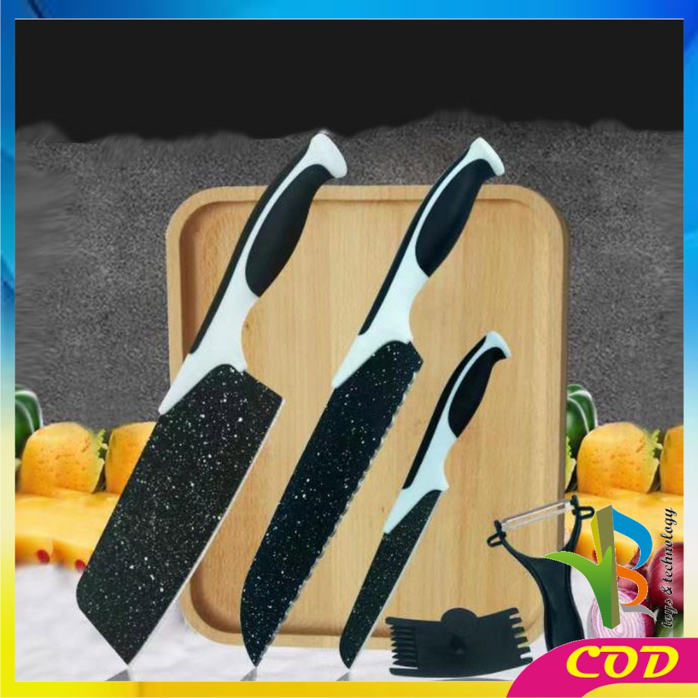 RB-C443 Pisau Dapur Set 5in1 Multifungsi / Pisau Keramik Serbaguna Pengupas Buah Dan Sayur Kitchen Knife Set Ceramik Peeler