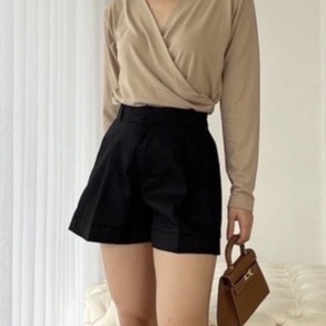 HOPYLOVY - Celana Pendek Highwaist Wanita | Celana Hot Pants Wanita | Short Pants Bahan Katun HW | Celana Pendek Wanita Korea | Hotpants Highwaist Deby