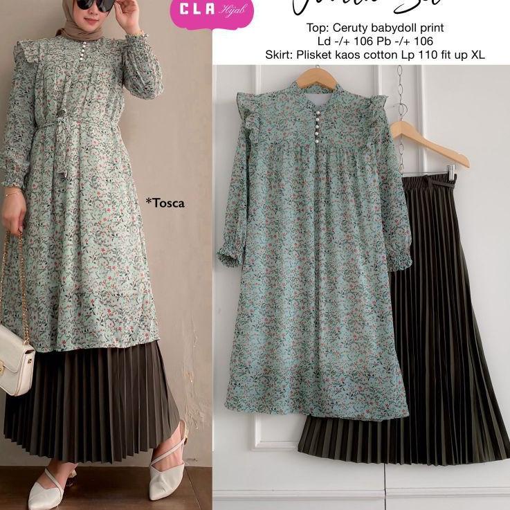 Rekomendasi ((RESTOK)) GAMIS JOVITA SET BY CLA HIJAB // GAMIS SET SKIRT / Jovita set by cla // CASUA