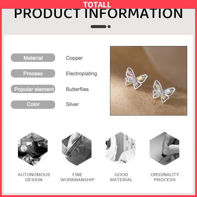 COD 925 Anting Kupu-kupu Perak Sterling  Anting Desain Niche Mewah Ringan Musim Panas Wanita  Sederhana-Totall