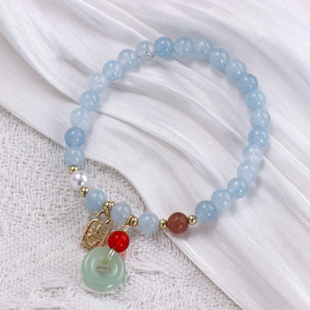 Needway   Gelang Manik Lucu Antik Gelang Adjustable Mutiara Emerald Bangles Gaya Etnik Rejeki Kucing Maneki Neko Kristal Perempuan Tangan Rantai