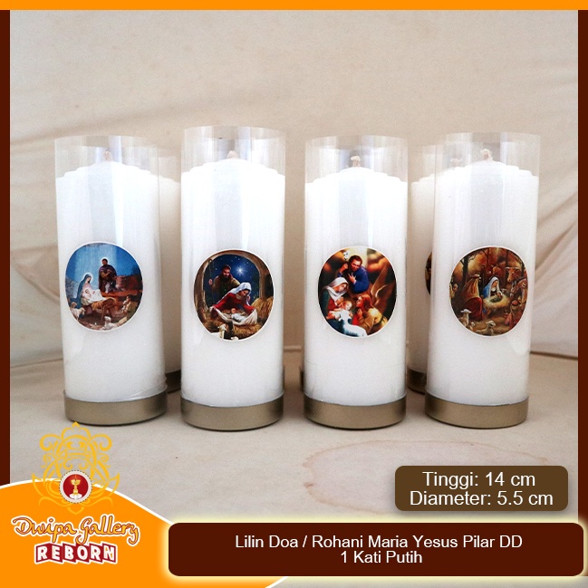 Lilin Doa/ Rohani Maria &amp; Yesus Pilar Double Dragon 1 kati putih