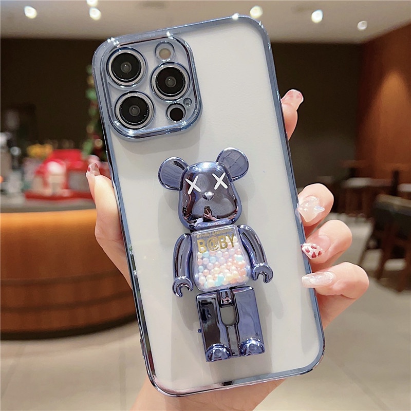 Soft case Silikon Transparan shockproof Motif Beruang Untuk iphone 14 13 12 11promax x xsmax