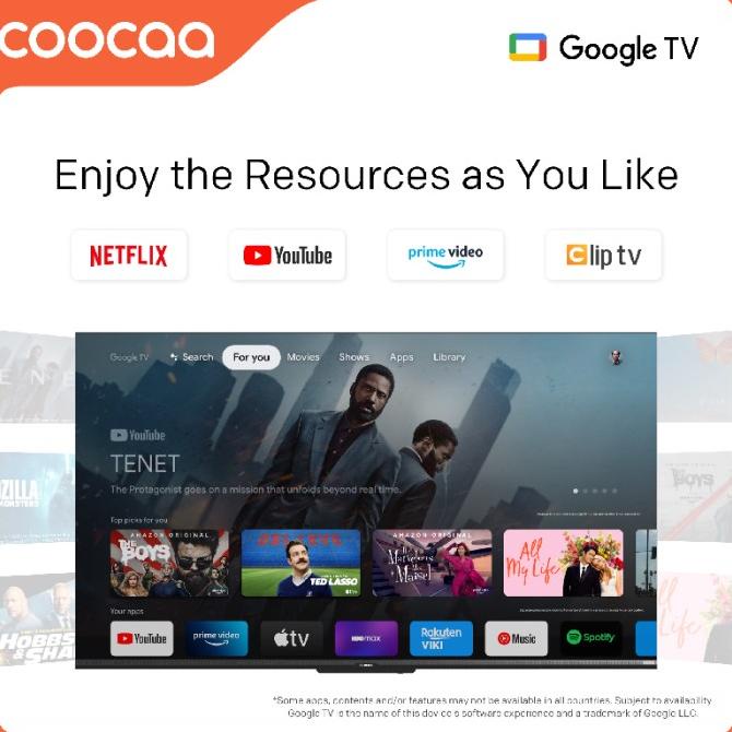 T0P [GOOGLE TV] COOCAA 50 INCH SMART LED TV - FLICKER FREE -(COOCAA 50Y72) NICE