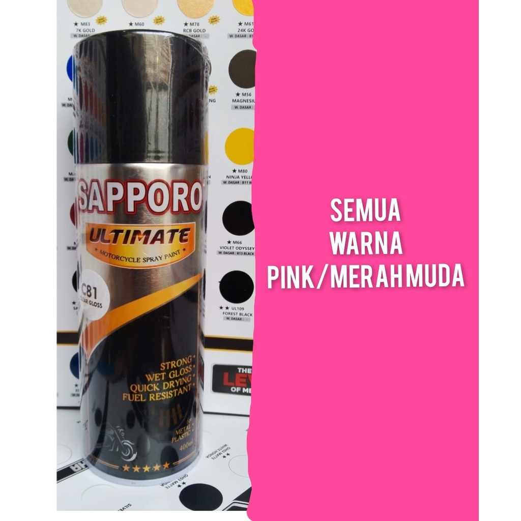 pilok pilox cat semprot cat spray sapporo ultimate 400ml varian pink merah muda merah magenta honda magenta ultra candy pink magenta s30