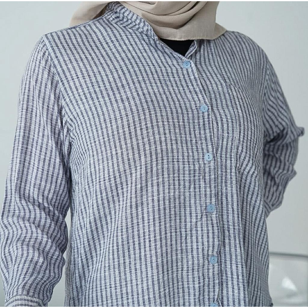 BEFAST - ZFS OOTD Tunik CACA / TIRA RAYON DIAMOND TUNIC / Pakaian Muslimah / Tunik Stripe Casual Wanita / Atasan Lengan Panjang / Fashion Kekinian Remaja ABG / Outfit Wanita Hijab / Tunik Wanita Kerja Terlaris