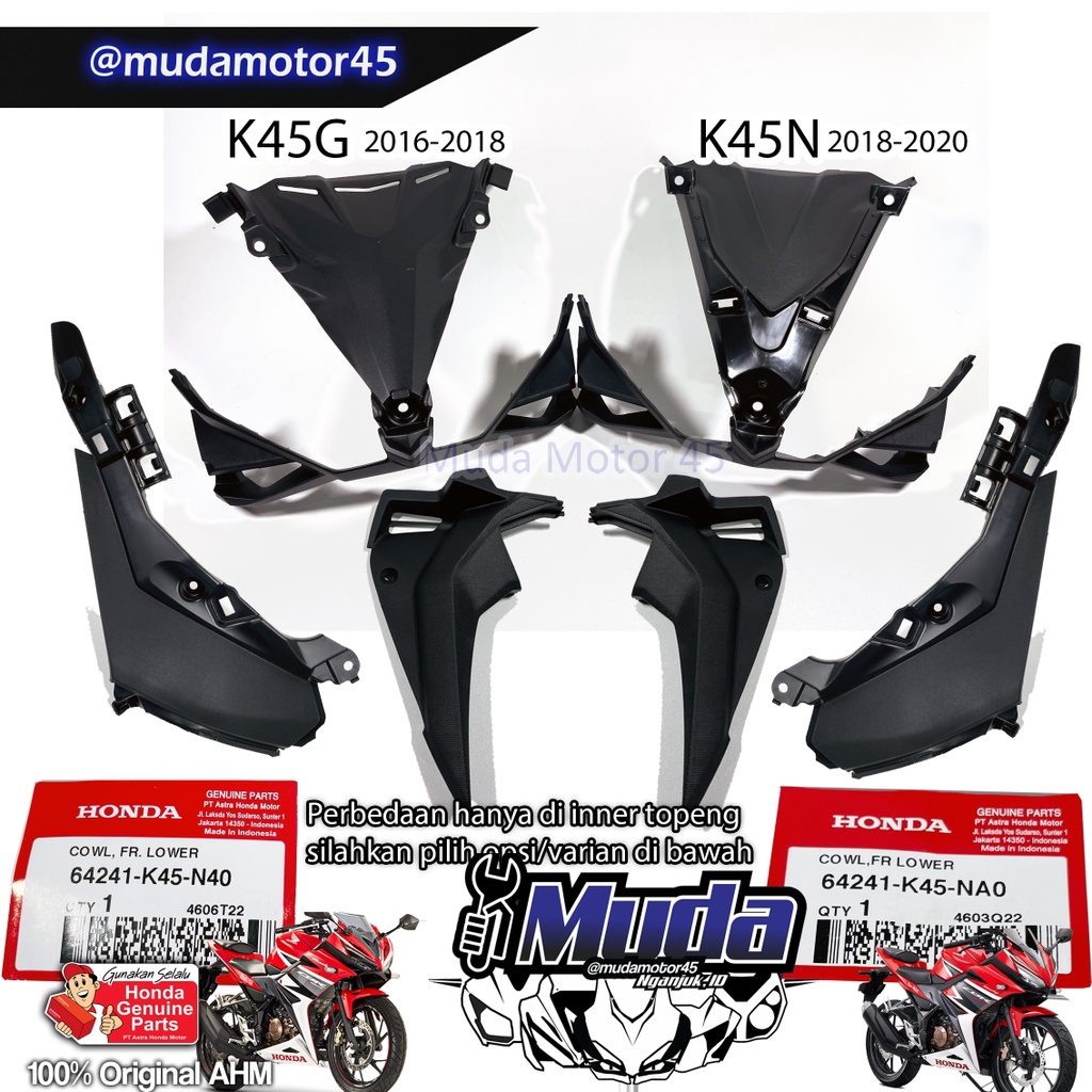 PAKET 5 PARTS CBR150R LED FACELIFT COWL DEPAN KANAN KIRI COVER BODY SAMBUNGAN FAIRING VISOR DEPAN SA