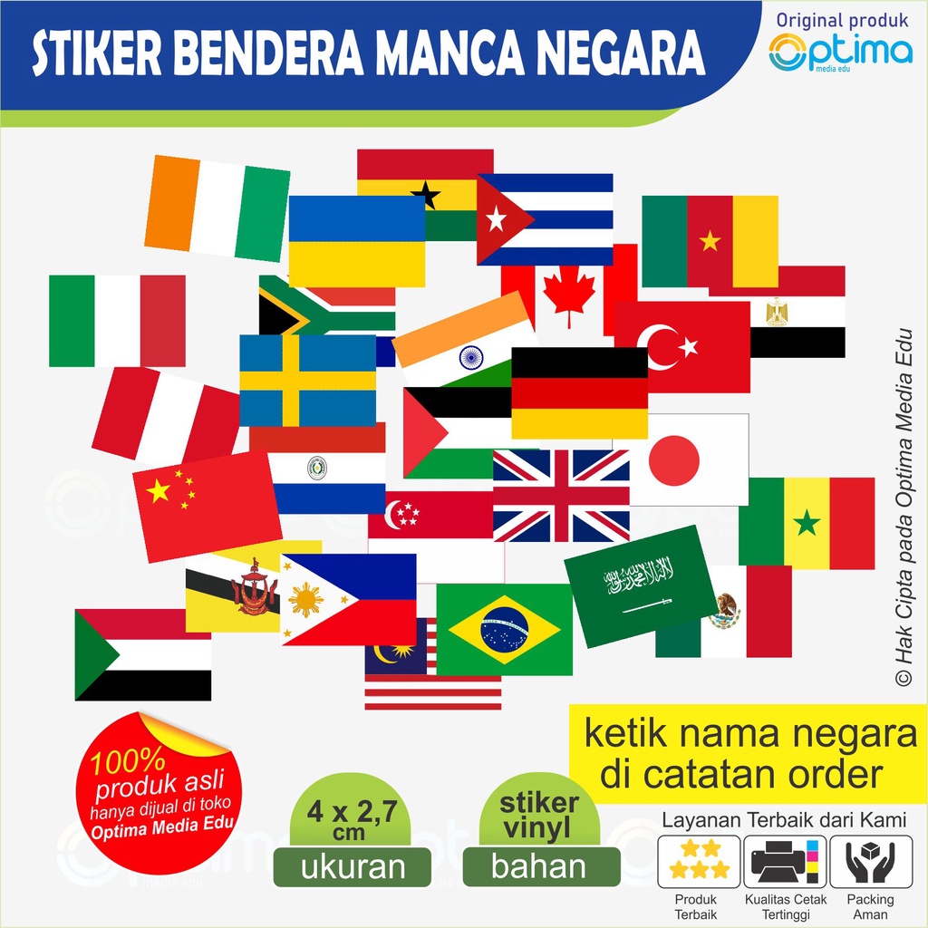 

Stiker Pipi Bendera Internasinal / Manca Negara / Luar Negeri