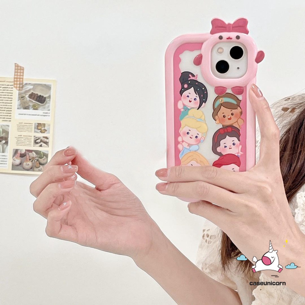 Casing Princess Disney Lucu Manis Realme C12 C33 C15 C31 C21Y 5 6i 9i 5s 5 7i 8i 8 9 7 8pro 9pro+ C30 C25 C25Y C11 C25s C35 C21 C2 C1 C1 C3 C17 Kartun 3D Bow Little Monster Lensa Sarung Cover Sarung