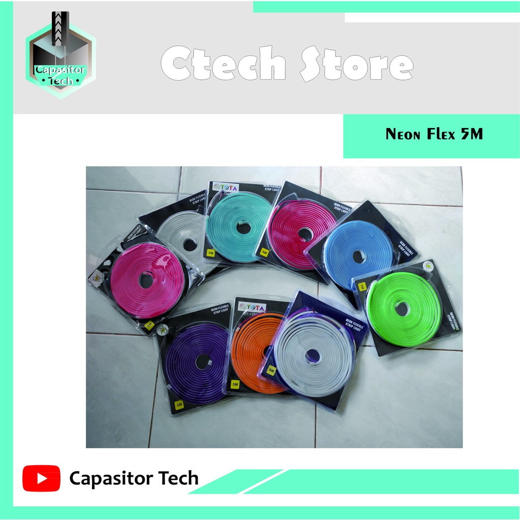 NEON FLEX LAMPU LED PANJANG 5M TEGANGAN DC 12V