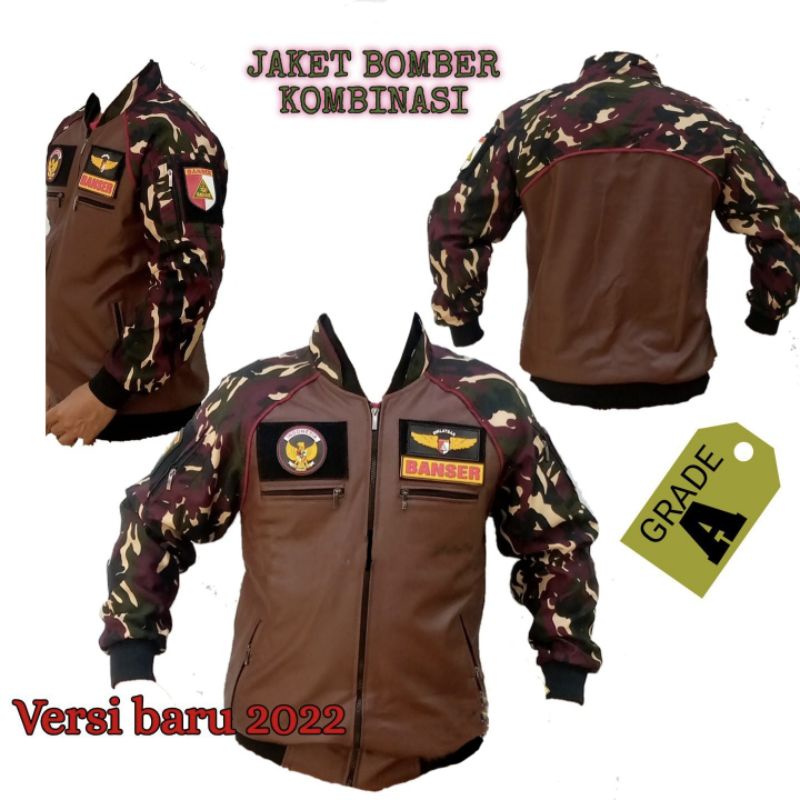 Bomber Banser Kulit Jaket Bomber Banser Kulit Sintetis Coklat
