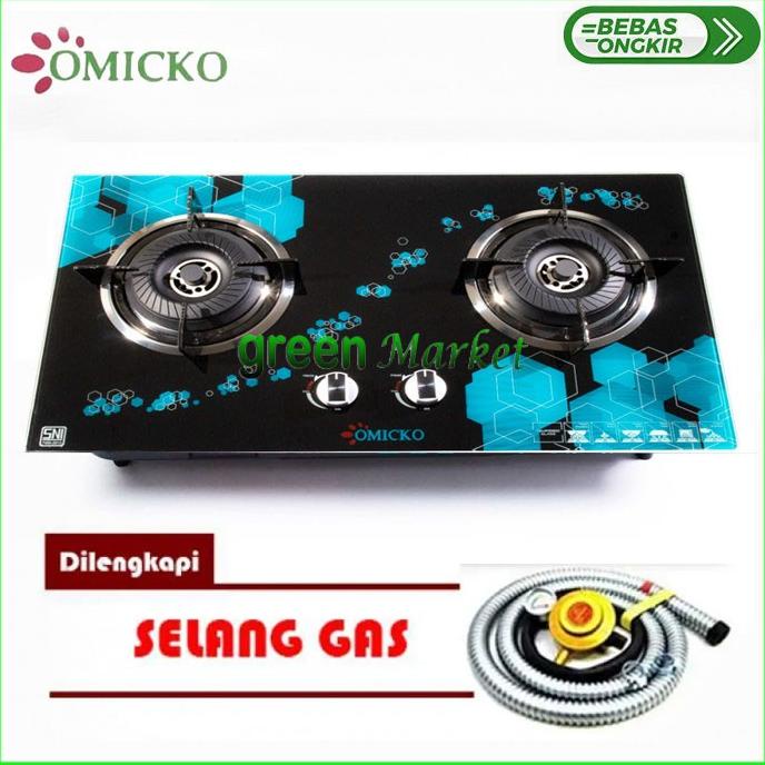 KOMPOR GAS TANAM OMICKO 2 TUNGKU TEMPERED GLASS - +SELANGPAKET DF698674R