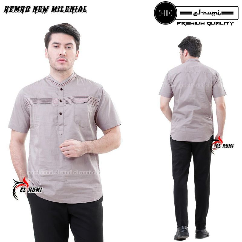 BAJU KOKO EL RUMI MOTIF KEMKO BENANG PENDEK