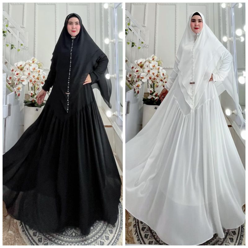 UNAISAH U163 GAMIS SYARI UNAISAH SET KHIMAR SYARI ORIGINAL