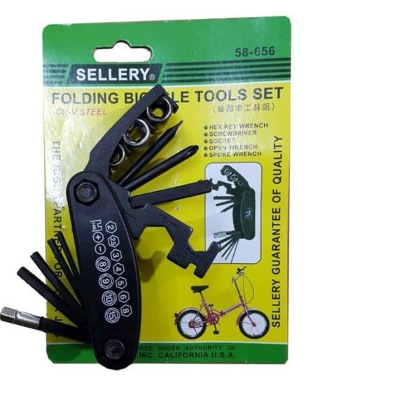 Folding Bicycle Tools set Sellery / Obeng , Kunci sok Set Sepeda