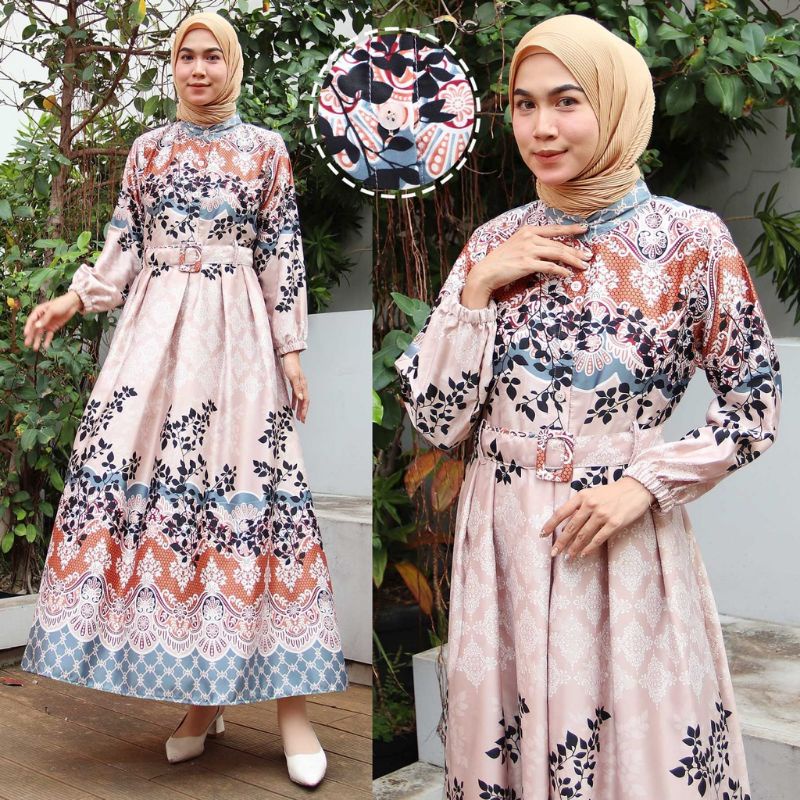 GAMIS DRESS WANITA SILK EXCLUSIVE PRINTING