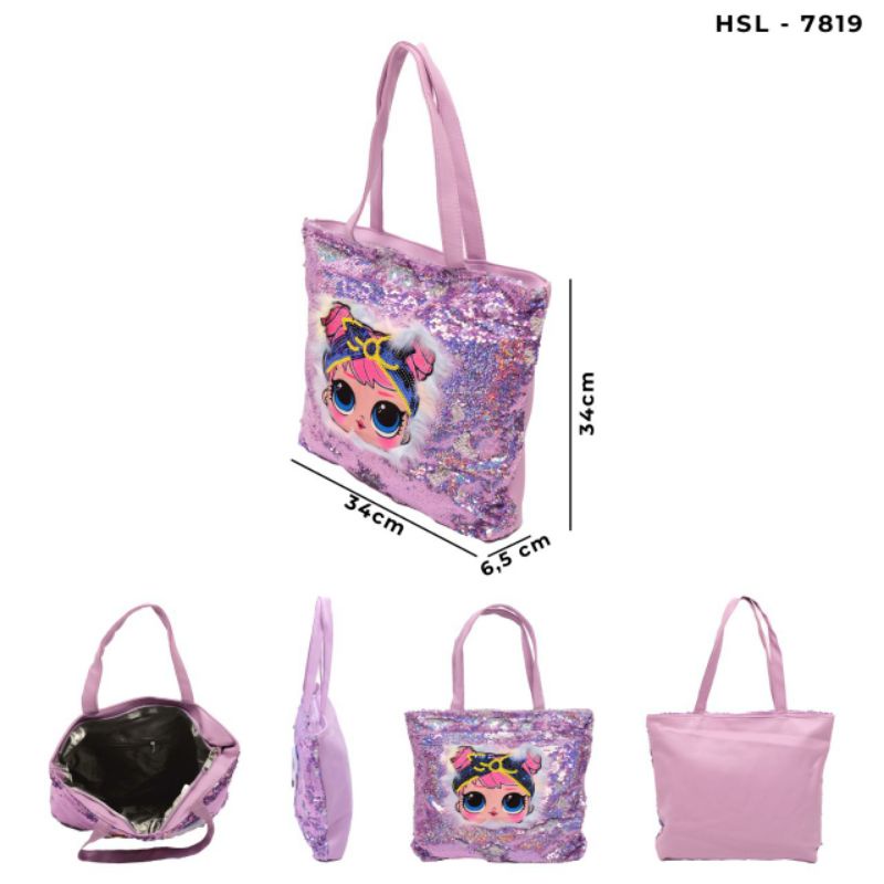 Tote bag sequin motif LOL dan Unicorn qualitas premium dan jamin import HSD 7819