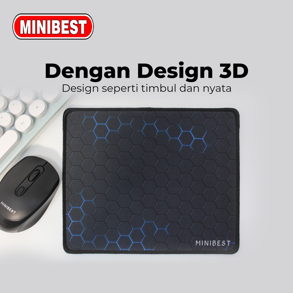 MINIBEST Mousepad Anti Slip Gaming Desain 3D Hitam Rubber Original