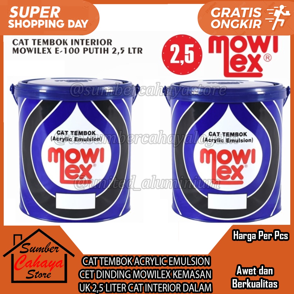 CAT TEMBOK ACRYLIC EMULSION SAFFRON CET PELAPIS DINDING MOWILEX KEMASAN UK 2,5 LITER CAT INTERIOR LU