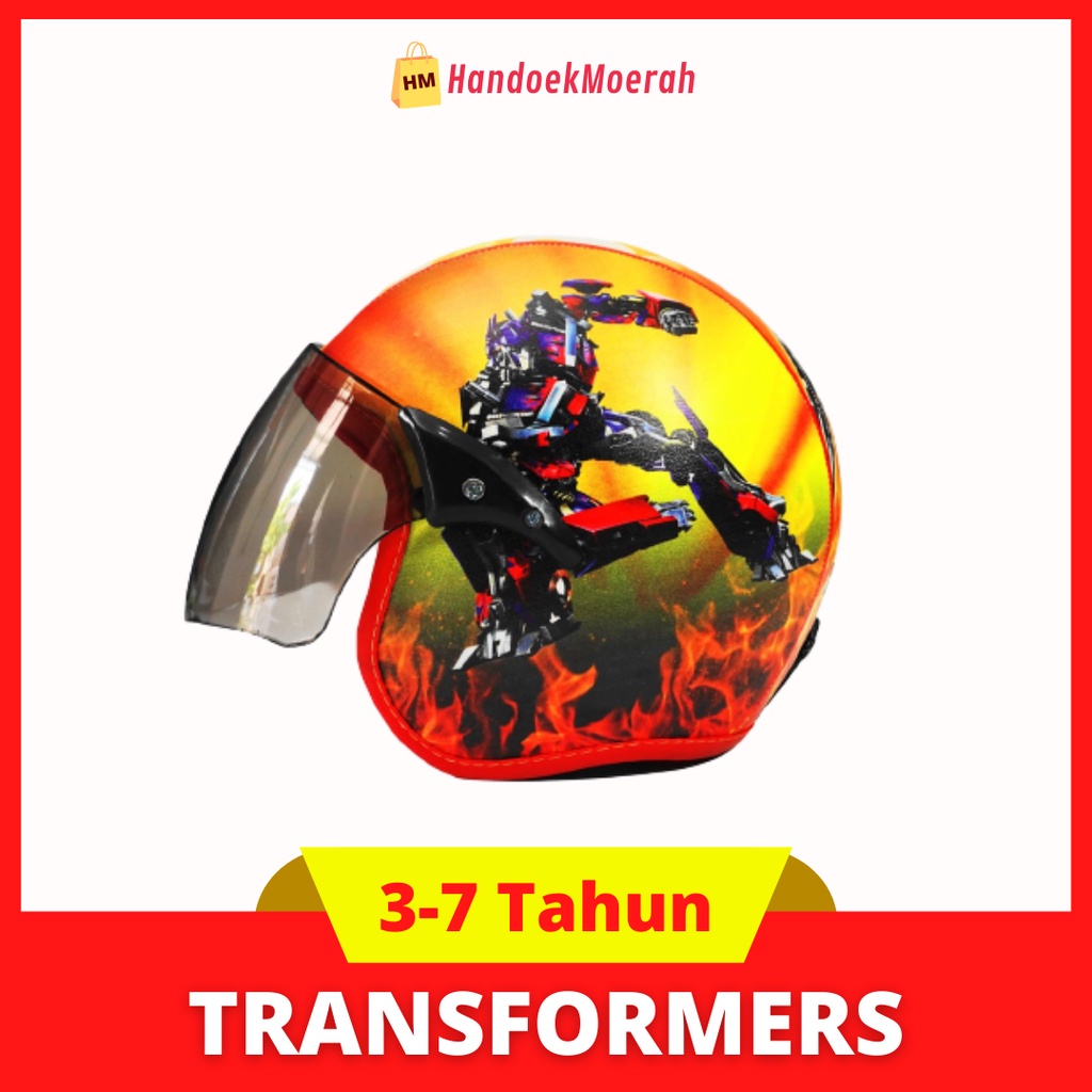 Helm Anak HALF FACE TRANSFORMERS Murah / Helmet Non SNI / Helm Karakter Kartun Lucu / Helm Anak Cowok Laki Laki 3 4 5 6 7 Tahun