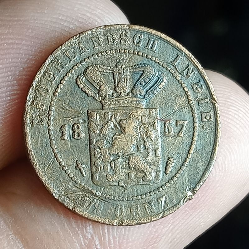 SP056 - Nederland Indie Kuno 1/2 Cent Tahun 1857 Original