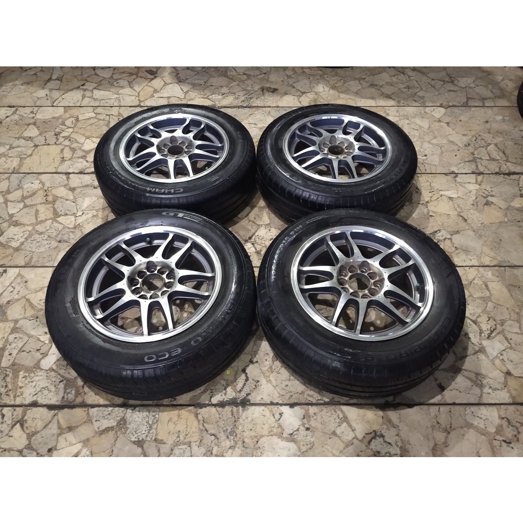 VELG MOBIL BEKAS RACING JRD RING 15x6,5 ET40 PCD 5x100, 5x114 + BAN GT 195/65R15