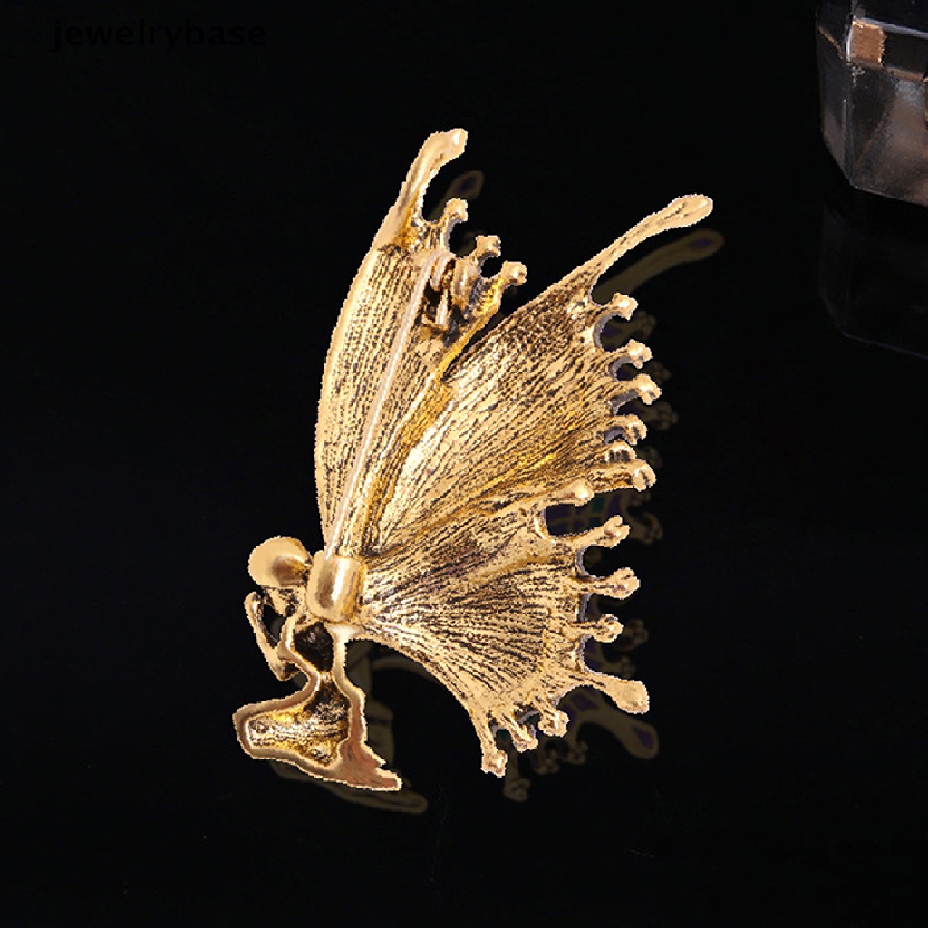 Bros Pin Enamel Bentuk Sayap Kupu-Kupu Gaya Vintage Untuk Wanita