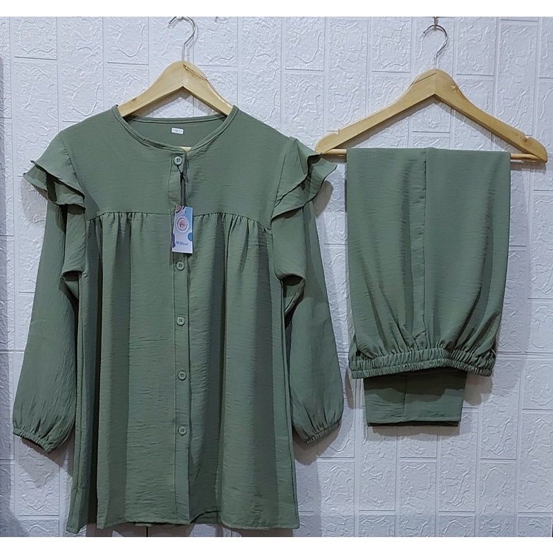 BAJU WANITA ONE SET RAYON CRINKLE AIR FLOW SETELAN/SETELAN RAYON CRINKLE AIR FLOW/DRESS RAYON