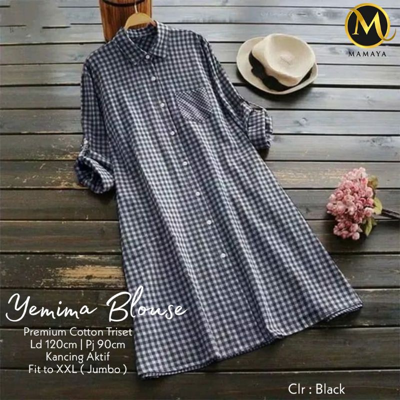 Yemima blouse (bahan premium cotton triset) | Ld 120 cm Pj 90 cm| nyaman, good quality
