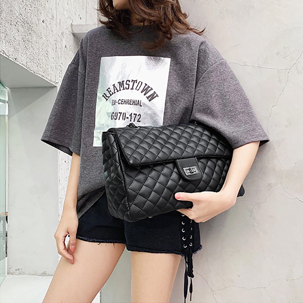 Tas Selempang Wanita Fashion 2055 Sling Bag Rantai Slempang Bahu Cewek Import Korea Bisa Muat Banyak Kapasitas Besar