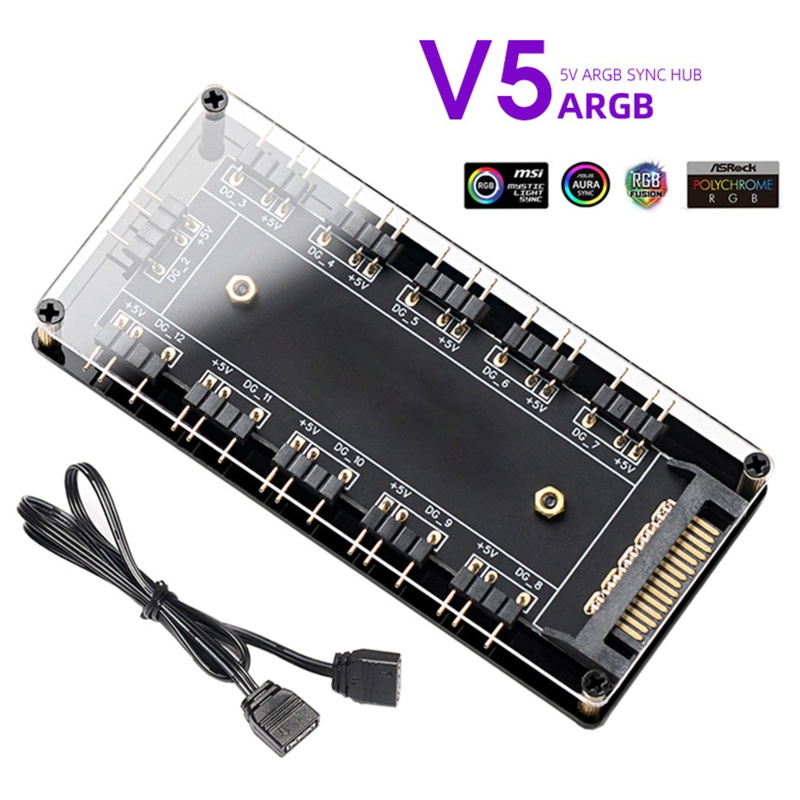 Btsg 10port Untuk Lampu RGB Beralamat 1sampai10 Multi Way Hub Splitter 5V/3PIN Adaptor Hub RGB