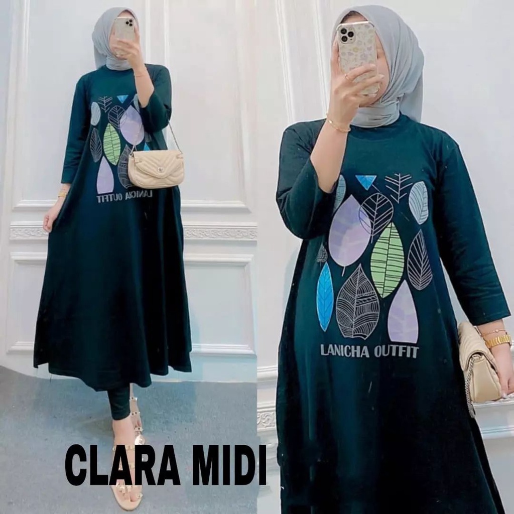 CLARA MIDI DRESS BAHAN KAOS KATUN COMBED 24s MOTIF POLOS APLIKASI SABLON UKURAN M L XL DAN XXL MIDI DRESS JUMBO WANITA TERBARU 2023 ATASAN WANITA KOREAN STYLE GAMIS WANITA CASUAL VIRAL BAJU KAOS OVERSIZE