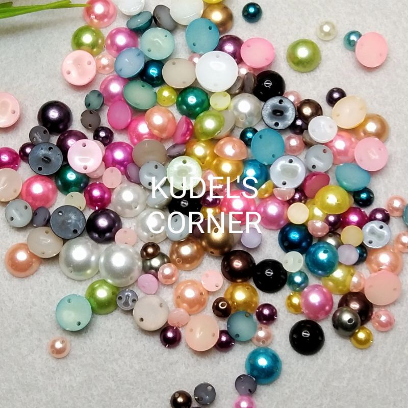 25gr mutbel / mutiara belah / half pearl mix warna dan ukuran