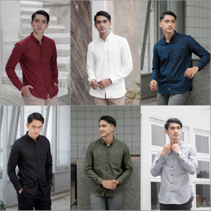 Kemeja Polos Lengan Panjang Kemeja Pria warna Polos Slim Fit Lengan Panjang size M L XL XXL Bahan Katun Halus Berkualitas