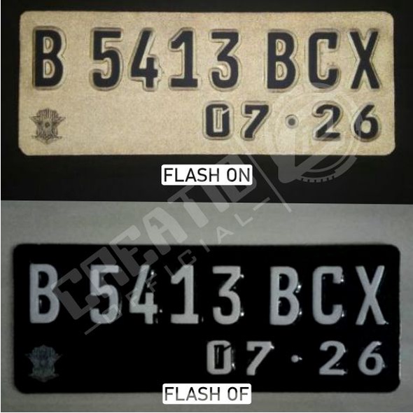 Plat Nomor Motor Reflektif Baut tanam - Font baru