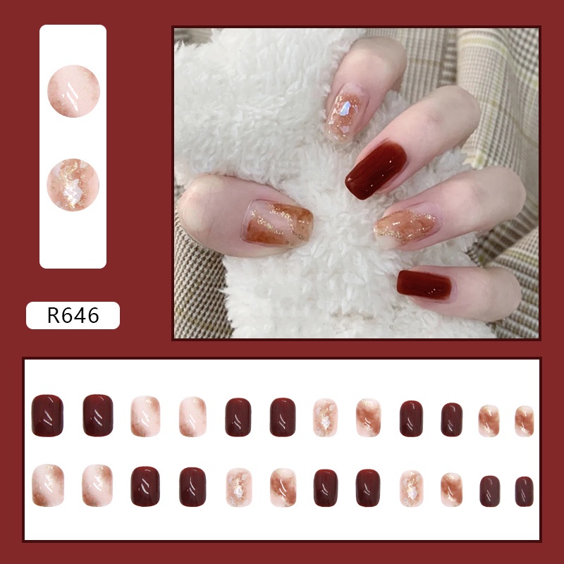 R641-r660 24pcs / Kotak Kuku Palsu Full Cover Untuk Nail Art